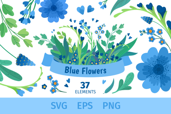 Blue Flowers Clipart for Mother's Day: A Versatile Gift of Beauty