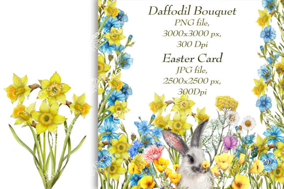 Charming Daffodil Bouquet Easter Card
