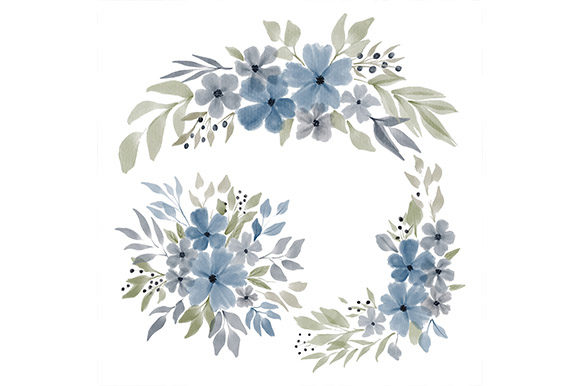 Charming Watercolor Blue Petal Flower Arrangement