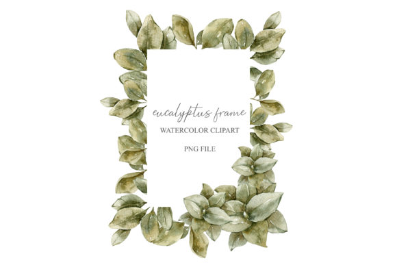 Elevate Your Designs with Watercolor Eucalyptus Frame Clipart