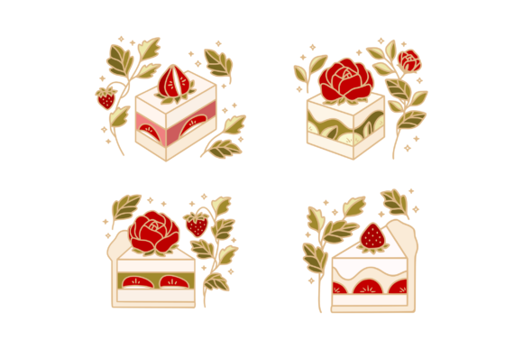 Exploring the Delightful World of Rose Flower, Matcha, and Strawberry Cake Set