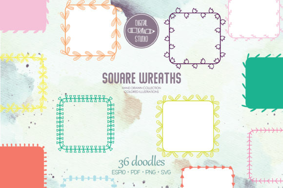 Exploring the Versatility of Color Square Wreaths Hand Drawn Frames
