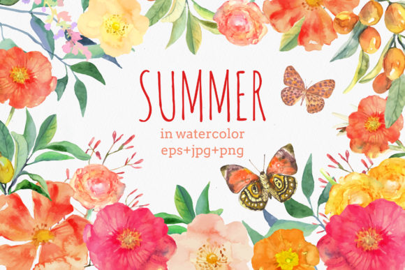 Summer in Watercolor: Vibrant Floral Vectors