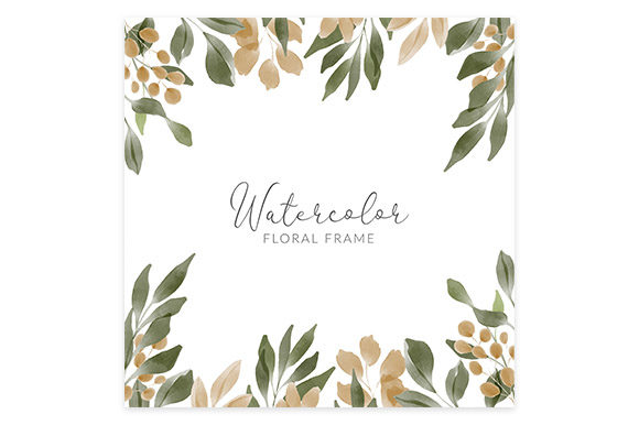 Watercolor Green Gold Leaf Square Frame: A Versatile and Elegant Design Element