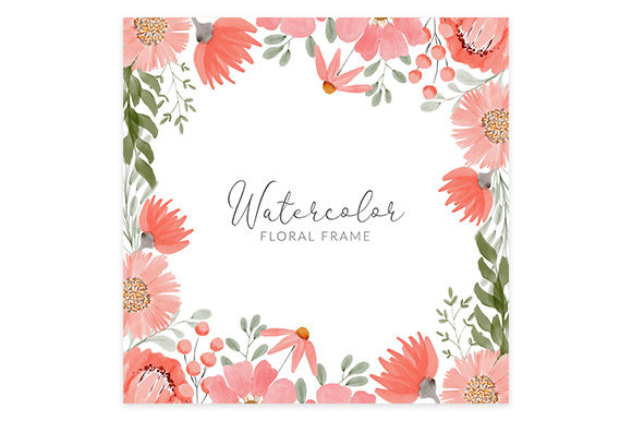 Watercolor Peach Flower Square Frame: A Versatile Floral Design for Creative Projects