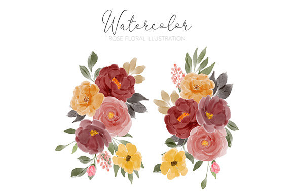 Watercolor Rose Flower Arrangement Set: A Versatile and Elegant Design Solution