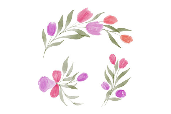 Watercolor Tulip Flower Arrangement Set: A Versatile and Elegant Floral Design